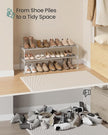 SONGMICS Shoe Rack, 2-Tier Shoe Organizer, Metal Storage Shelf, Upright or Upside Down, for 12-15 Pairs, Stackable, for Entryway, 11.8 x 36.2 x 14.6 Inches, Gray ULSA012G01