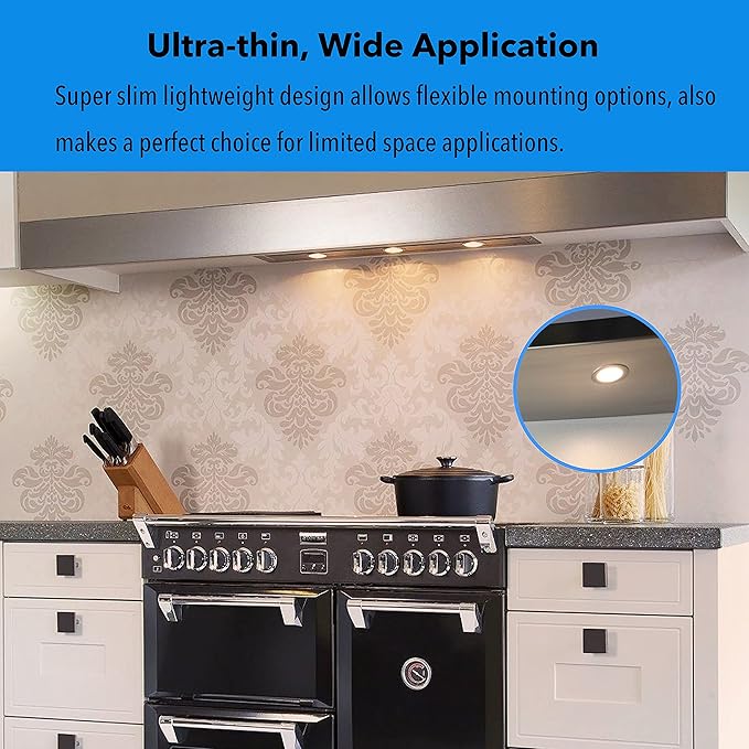 Under Cabinet Lighting Dimmable LED Puck Lights,Recessed Mount,12V Low Volt,60mm Cutout Haolgen Bulb Replace,Small Puck Light Plug in for Curio,Book Case,Display Shelf,6000k Cold White,6pcs