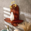 Suzile 2 Pcs Arched Boho Wooden Wall Shelves Mid Century Shelves Walnut Holders Hanging Wood Wall Mount Rainbow Shelf Rustic Floating Shelf with 2 Hook for Plant Book Bedroom Bathroom Nursery