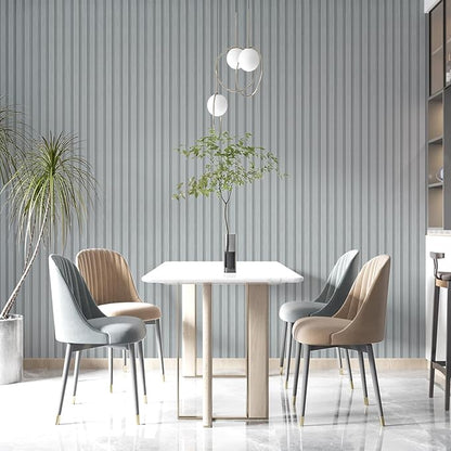 Yun-aeon Wood Slat Peel and Stick Wallpaper 17.3"x 160" Light Grey Wood Grating Stripe Contact Paper Removable Faux Wood Panels Wallpaper Self Adhesive Waterproof Vinyl Wall Paper for Bedroom Kitchen