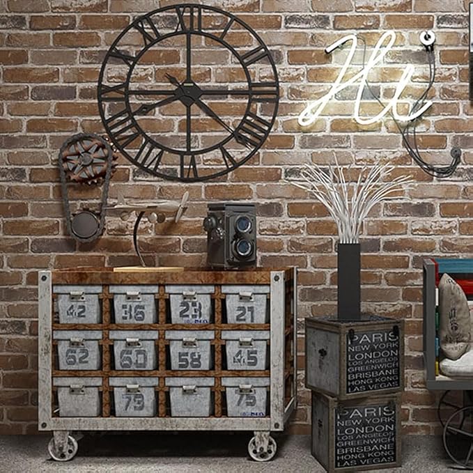 Okydoky Peel and Stick Wallpaper, Brown Brick Wallpaper for Home Decoration, Contact Paper Stick and Peel Backsplash, Vinyl Self Adhesive Wall Paper for House, Workshop&Office, 17.3"x393", C203-10