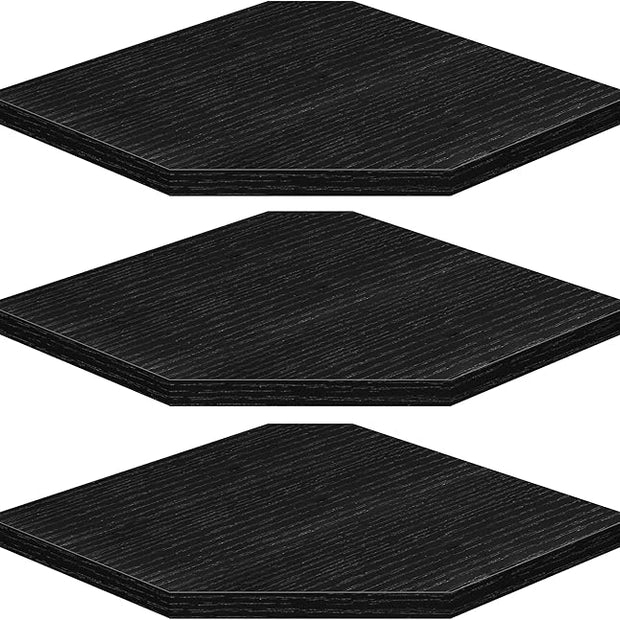 Fun Memories Corner Shelf Wall Mount, Floating Corner Shelves, Set of 3 Corner Wall Shelf Organizer, Rustic Wood Wall Storage Display Shelves for Living Room Bedroom Bathroom Kitchen, Classic Black