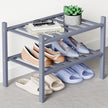 Smiry Bamboo Shoe Rack for Closet, 2 Tier Small Wooden Stackable Shoe Organizer, Free Standing Shoes Storage Shelf for Entryway, Front Door Entrance, Grey