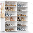 Shoe Rack Organizer, 24 Pair Shoe Storage Cabinet with Door Expandable Plastic Shoe Shelves for Closet,Entryway,Hallway,Bedroom,6 Tier