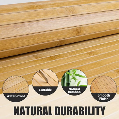 FONUNO Bamboo Wall Panel for Interior Decoration Bamboo Pole Wrap Roll Natural Wainscoting Paneling Decorative Wall Slat Covering for Living Room, Bedroom, Office (12 Inch x 96 Inch, Carbonized)