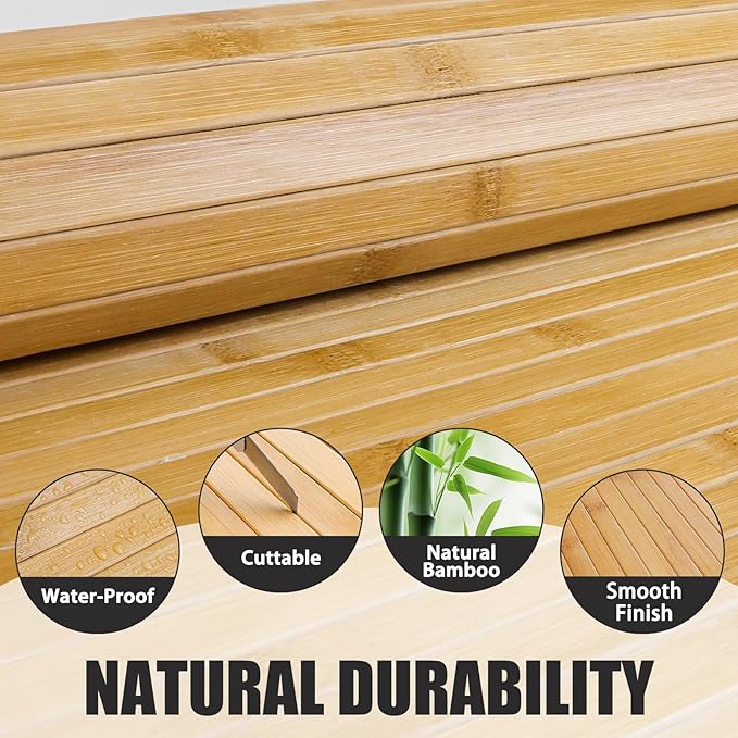 FONUNO Bamboo Wall Panel for Interior Decoration Bamboo Pole Wrap Roll Natural Wainscoting Paneling Decorative Wall Slat Covering for Living Room, Bedroom, Office (48 Inch x 96 Inch, Carbonized)