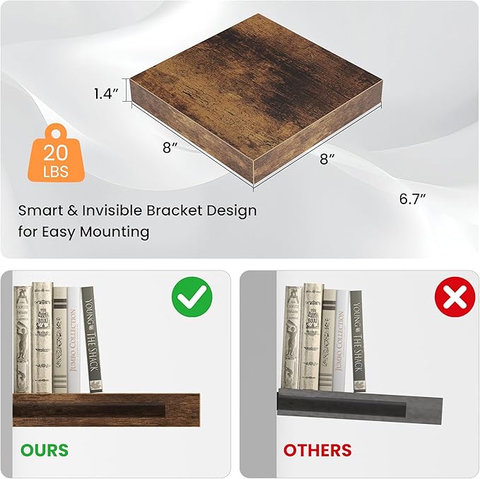 Square Floating Shelves for Wall, 7.5