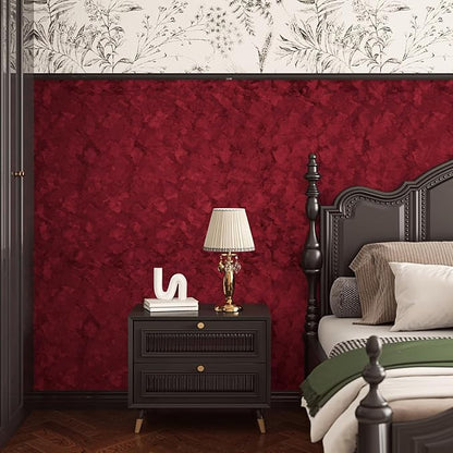 Wallercity Soft Red Velvet Felt Drawer Liner Self Adhesive Retro Velvet Burgundy Peel and Stick Wallpaper Jewelry Box Liner Decorative Flocked Fabric Wallpaper for Drawers Shelf Cabinets 11.8"x78.7"