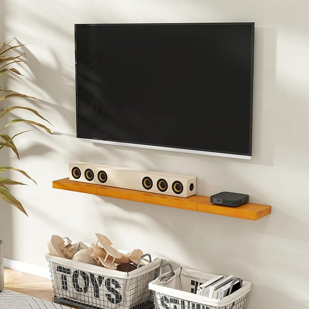 Marsmiles Wood Floating Shelves | Rustic Honey Oak Wall Shelves Set of 2 | 16" W x 7.7" D x 1.6" H Wooden Shelves for Bathroom Living Room Kitchen