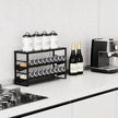 Expandable, Stackable, Adjustable Spice Rack kitchen Organizer,Metal Pantry Storage Shelves - Multi-Tier Shelf for Cabinet, Countertop, Pantries, Cupboard or Wall Mount,Black
