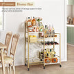 VINAEMO Gold Bar Cart With Wine Glass Holder, Stand for Home, Small Mini Bar for Whiskey Wine, Liquor Cart, Alcohol Cabinet for Kitchen, Dining Room