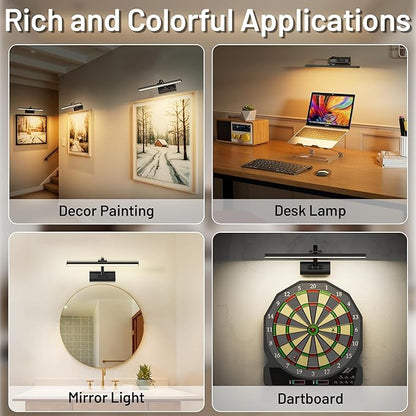 AIFEI Picture Lights for Wall Battery Operated, Rechargeable Wireless Picture Light with Remote Control, Dimmable Art Lighting for Paintings, Gallery Frame Display Light, 16" Wall Picture Lamp, Black