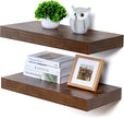 Deep Floating Shelves | 24 Inch Brown Floating Shelves Set of 2 | 12 Inch Deep Rustic Wood Shelves for Wall | 24
