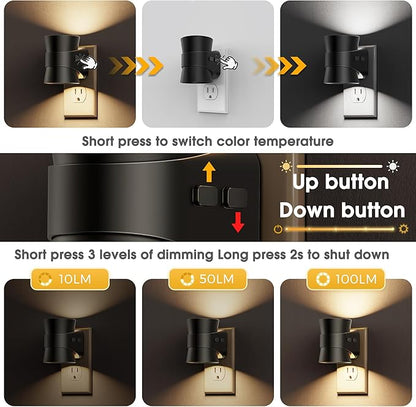 L LOHAS LED Night Lights Plug into Wall, Dimmable Night Light 2pack, 3CCT Adjustable Light Color and Brightness, Multi-Scenario use, for Living Room, Kitchen, Hallway, Bathroom