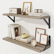 Floating Shelves, 8 Inch Deep Rustic Wood Wall Storage, 24W x 8D Wall Shelves Set of 2, Heavy Duty Metal Brackets, Industrial Book Shelf for Living Room, Kitchen, Bathroom, Bedroom, Grey