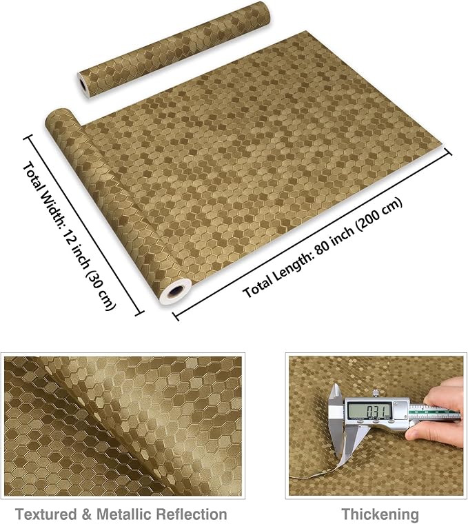 CRE8TIVE Metallic Mustard Gold Peel and Stick Wallpaper Textured 12
