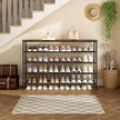 SUOERNUO Shoe Rack 5 Tier Shoe Storage Organizer Metal Mesh Shelves with MDF Top Board for Entryway, Hallway, Closet,Bedroom，Living Room (Black+Rustic Brown, Large 5 Tier)