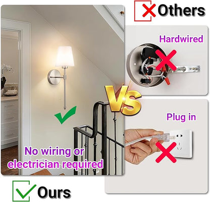 Battery Operated Wall Sconce Set of 2, Rechargeable Wall Sconce with 10000mAh Bulb and Remote Control, Up to 50 Hrs Use, RGB Dimmable Wireless Wall Lights for Living Room Bedroom Hallway