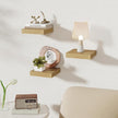 Fun Memories Small Floating Shelves for Wall - 8 Inch Square Wall Shelves with Invisible Brackets, Oak Shelves for Bathroom, Living Room, Bedroom, and Kitchen Decor, Set of 3