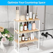 Golener Countertop Organizer Corner Shelf, 2-Tier Adjustable Stackable Corner Shelves for Kitchen, Spice Rack, Coffee Bar, Over Sink, Bathroom, Dresser Table, Corner Counter Shelf Stand, Natural Beige