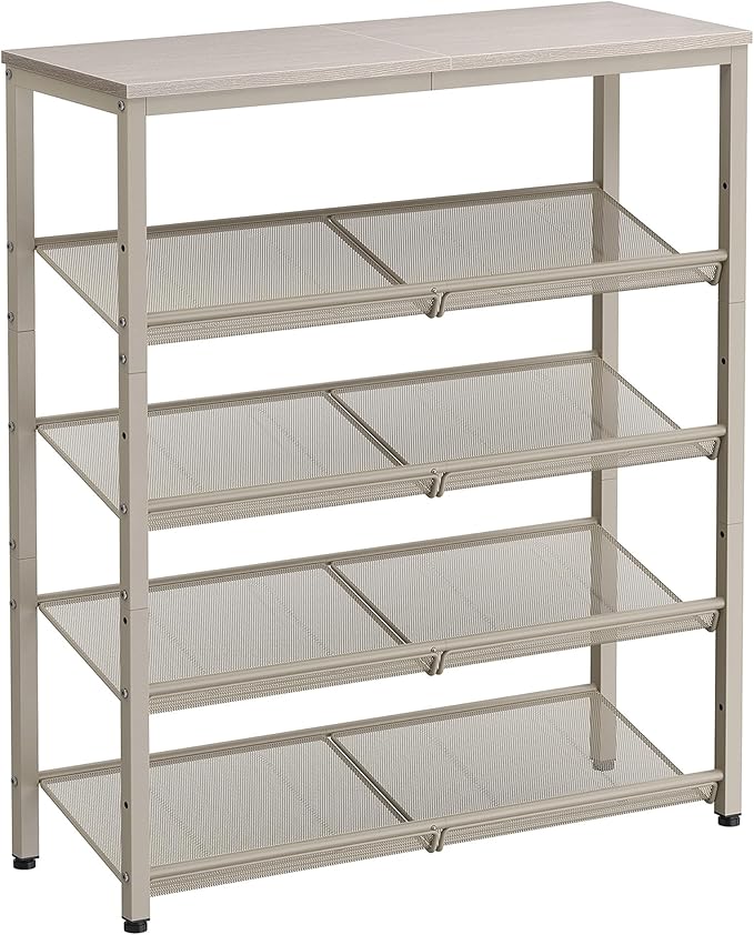 VASAGLE Shoe Rack for Entryway, 5-Tier Shoe Rack Organizer with Storage Shelves and Spacious Top, Freestanding, Adjustable, Industrial, Cappuccino Beige and Oatmeal Beige ULBS038L01