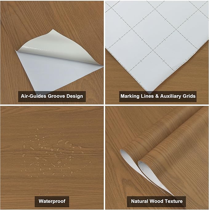 16"x118" Thickened Wood Grain Contact Paper Brown Peel and Stick Wallpaper Self Adhesive Wood Wallpapers Natural Removable Vinyl Wrap Wall Covering for Kitchen Cabintes Desks Shelf Countertops