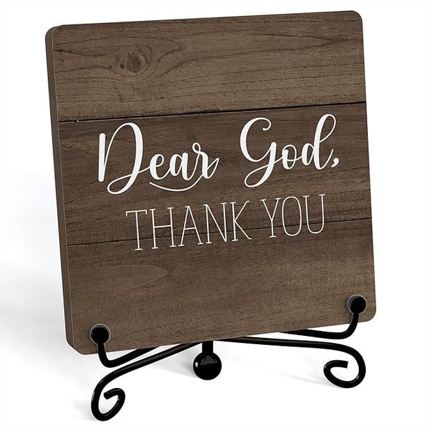 Modern Farmhouse Decor, Home Decor For Living Room, Boho Chic Aesthetic Shelf Decorations, Christian Rutsic Dear God Sign, Farm House Entryway Tv Stand Fireplace Coffee Table Decoration (07)