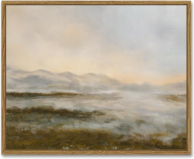 SHENIFY Landscape Framed Canvas Wall Art Vintage Dusk in The Forest Classic Paints Farmhouse Kitchen Office Decor - 8x10in Natural Framed