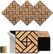 WoveN SounD Artisan Acoustic Wall Panels, 16 Pack 12x12 Inch, Wood Veneer Carved Sound Proof Wall Decor, Self-Adhesive for Home, Studio, Office & Focus Zones, Grid Weave, Natural Oak