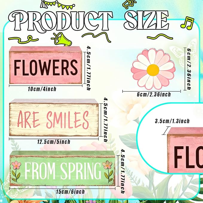 Spring Decoration Wooden Tiered Tray Decor – Daisy Flower Spring Stacked Block Sign – Farmhouse Tabletop Floral Spring Decor for Shelf Mantel Seasonal Home Display