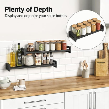 Vailando Floating Shelves for Wall, Set of 3 Solid Wood Wall Mounted Shelves, 23.6" Black Display Shelf for Bedroom, Living Room, Bathroom, and Kitchen Decor - Heavy-Duty & Natural Pine