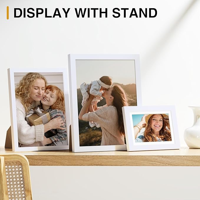 Vittanly 14 Pack Picture Frames Collage Wall Decor, Gallery Wall Frame Set with 2Pcs 11x14, 6Pcs 8x10 and 6Pcs 5x7 Photo Frames, Picture Frame Set for Wall Collage or Tabletop Display, White