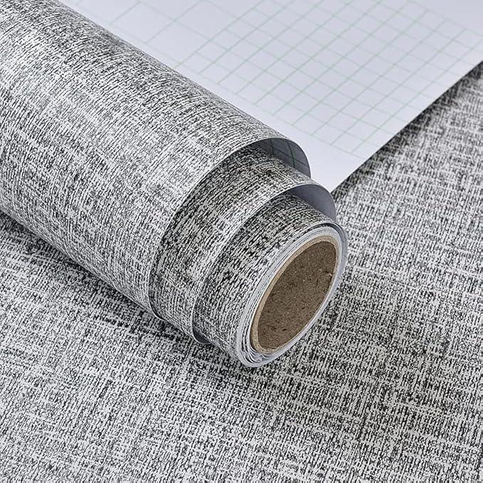Yancorp Textured Fabric Wallpaper - 24"x197" Faux Grasscloth Peel & Stick Self-Adhesive Removable Wallpaper & Counter Top Liners