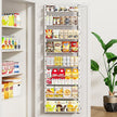 MIAOLI Over the Door Organizer, White 8-Tier Pantry Door Organizer with Adjustable Basket, Hanging Spice Rack Cabinet Door Shelves, Laundry Room Organization and Storage