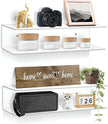 Clear Acrylic Floating Shelves - 2 Tier Wall Mounted Bathroom Organizer Set of 2 (15