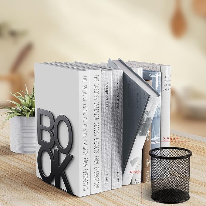 4 Pair Book Ends, Bookends, Book Ends for Shelves, Bookends for Shelves, Bookend