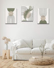 HesenDot 40x60CM Sage Green Boho Wall Art, Botanical Geometric Framed Canvas Bathroom Wall Art, Mid-Century Modern Wood Frame Abstract Prints for Living Room Bedroom Bathroom Home Decor, Set of 3