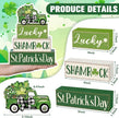 Marsui 4 Pcs St Patrick's Day Table Decorations Green Shamrocks Wooden Signs Block Farmhouse Irish Tiered Tray Decor Rustic St. Patrick's Day Table Centerpieces for Home Office Desk Shelf Mantel Decor