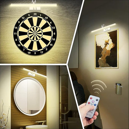 Picture Light,Picture Lights for Wall Cordless,16" Picture Lights with Timer and Dimmable,Battery Wall Lights for Display Gallery Painting Art Frame Portrait-Nickel