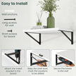 Floating Shelves, 12 Inch Deep Rustic Wood Wall Storage, 24W x 12D Wall Shelves Set of 2, Heavy Duty Metal Brackets, Large Industrial Book Shelf for Living Room, Kitchen, Bedroom, White