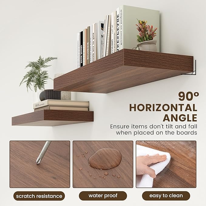 30 Inch Floating Shelves | 12 Inch Deep Walnut Floating Shelves | 30