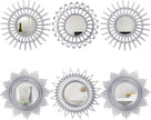 Namalu 6 Pcs Mirrors - Small Circle Sun Mirrors for Decorative Wall Art - Entryway, Bathroom, Bedroom, Living Room (Silver, Classic)