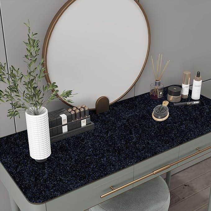 CHIHUT 15.7''x236'' Dark Blue Glitter Contact Paper for Walls Self Adhesive Black Blue Glitter Wallpaper Stick and Peel Removable Fabric Wallpaper Decorative Sparkle Wall Paper for Cabinets Dresser