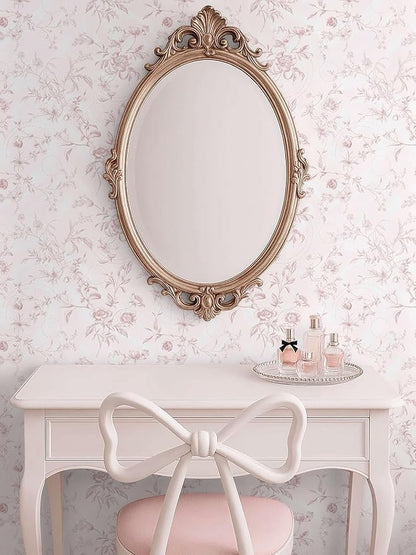 Ismoon Floral Peel and Stick Wallpaper Pink Stick on Wall Paper Vintage French Contact Paper for Cabinet Textured Removable Self Adhesive Wallpaper Vinyl Roll Shelf Deco, 17.3x196in
