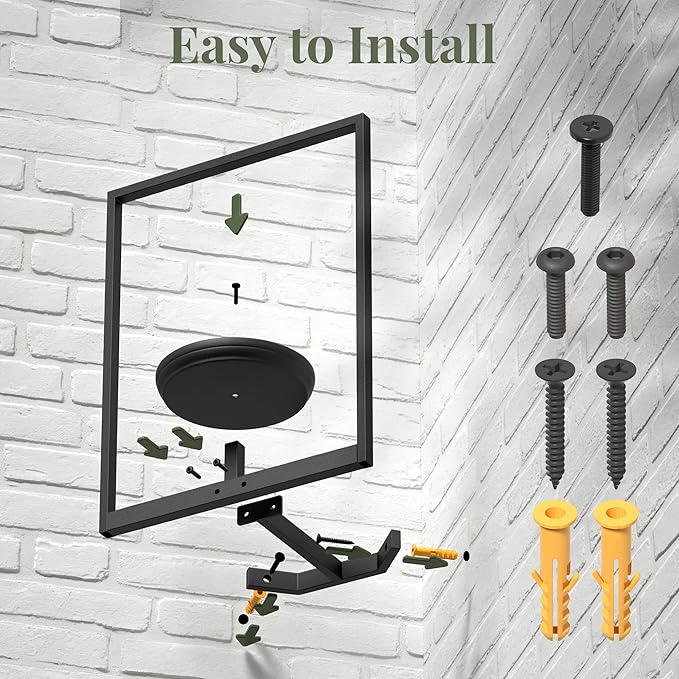BXF Corner Wall Planters for Indoor Plants, 90 Degree Floating Shelves. Heavy Duty Mounted Holder, Minimalist Hanging Decor. Window Shelf Fits 4-7 Inch Pots (Black, Frame 3 Pack)