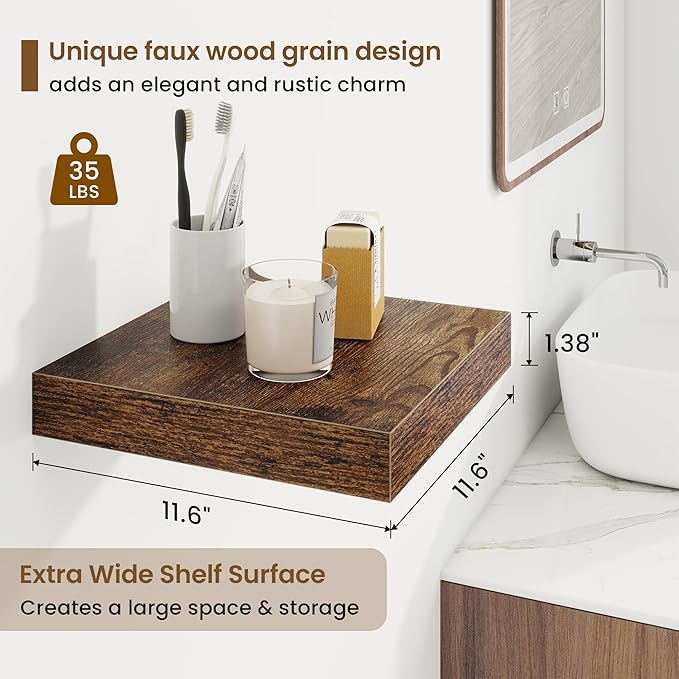 Square Floating Shelves for Wall, 12