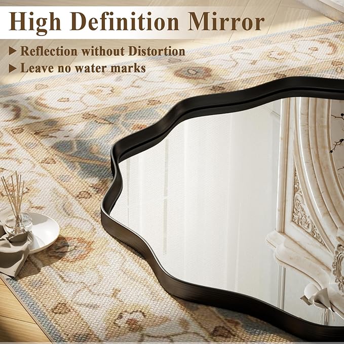 VooBang Black Scalloped Circle Mirror, 30