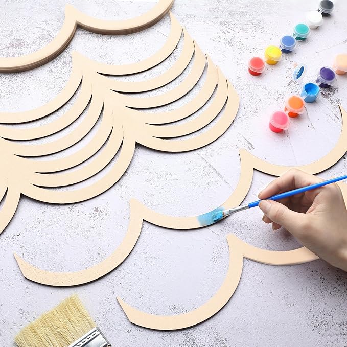 Ripeng Unfinished Scalloped Decorative Wood Trim 15.75 x 2.9 Inch Scalloped Wood Molding Cute DIY Moulding Trim for Home Wall Cabinet Shelf Window Door (12 Pcs,Classic Style)