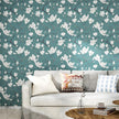 Vintage Floral Wallpaper Peel and Stick Blue Floral Contact Paper for Bedroom Waterproof Self Adhesive Boho Leaf Modern Wall Paper for Cabinets Locker Walls Bookcase Decor 17.5