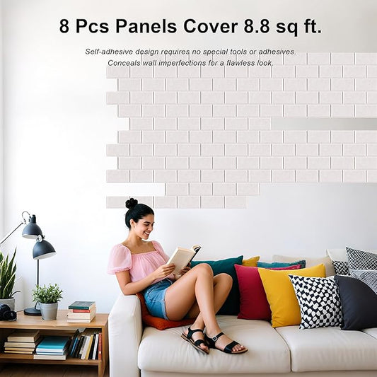 WoveN SounD Brick Acoustic Wall Panels Seamless Visual, High Density, Sound Proof Wall Decor, Noise Blocker Felt Wall Tiles for Home, Studio, Office & Focus Zones (Light Camel), 16x12x0.4 Inch